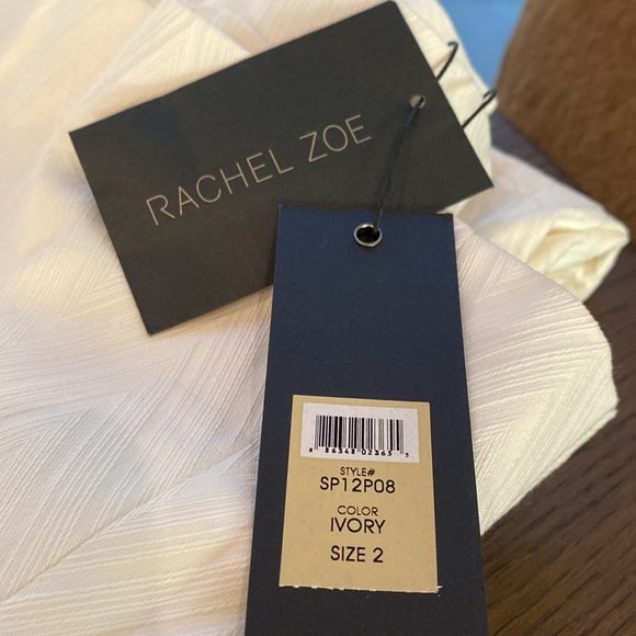 NWT RACHEL ZOE Ivory white cream chevron texture ultra flare slacks luxe size 2 - Picture 2 of 7